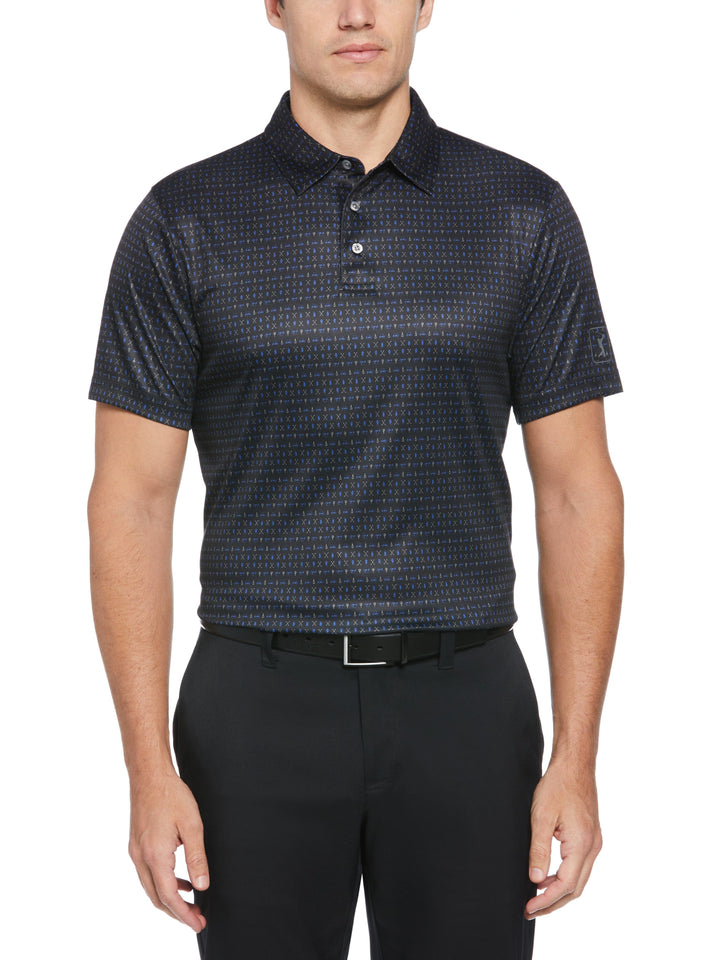 Regimental Golf Print Golf Polo (Caviar) 
