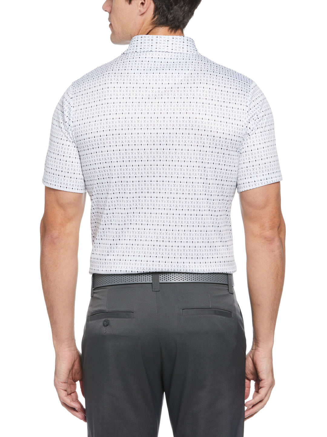 Regimental Golf Print Golf Polo (Bright White) 