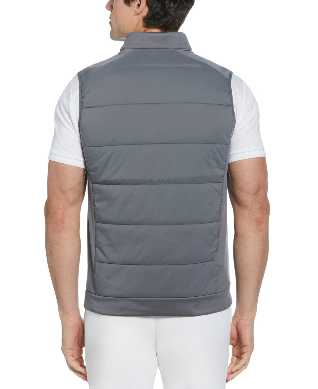 Retro Color Block Mixed Media Insulated Full Zip Vest (Quiet Shade) 