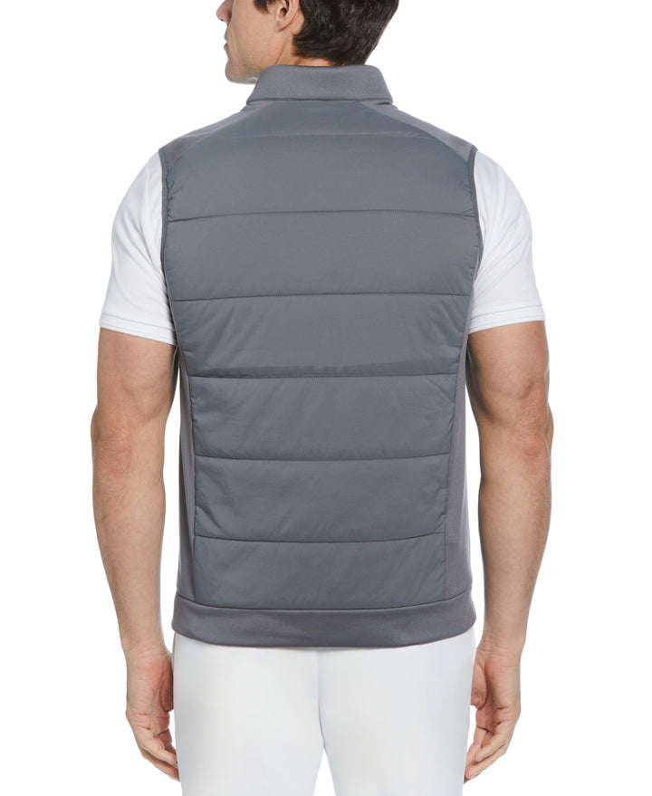 Retro Color Block Mixed Media Insulated Full Zip Vest (Quiet Shade) 
