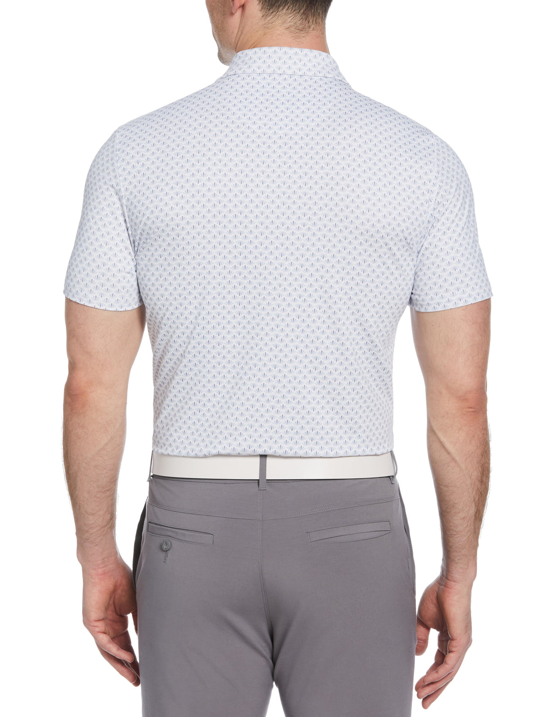 Retro Geo Print Golf Polo (Bright White) 