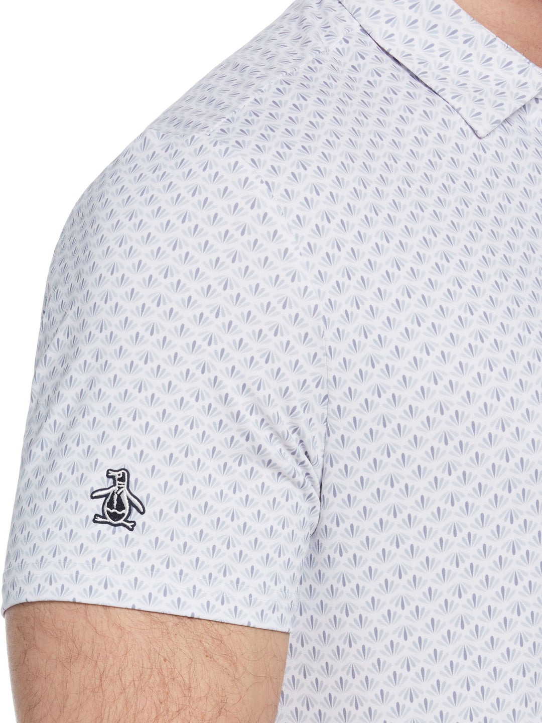 Retro Geo Print Golf Polo (Bright White) 