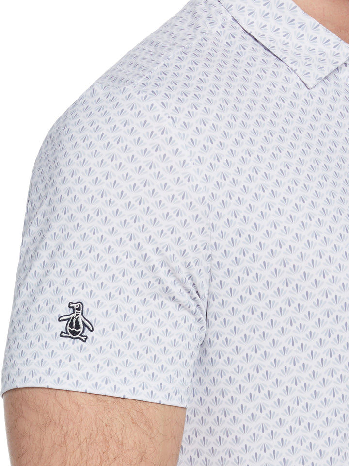 Retro Geo Print Golf Polo (Bright White) 