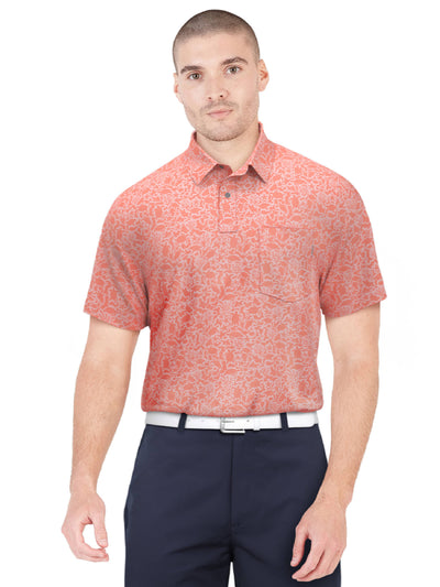Men's Sea Life Print Golf Polo with Chest Pocket