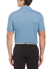 Short Sleeve All-Over Heritage Geo Print Polo (Mediterranian Blue) 