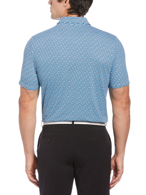 Short Sleeve All-Over Heritage Geo Print Polo (Mediterranian Blue) 