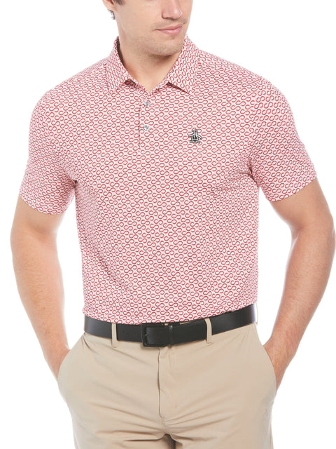 Short Sleeve All-Over Heritage Geo Print Polo (Strawberry Pink) 