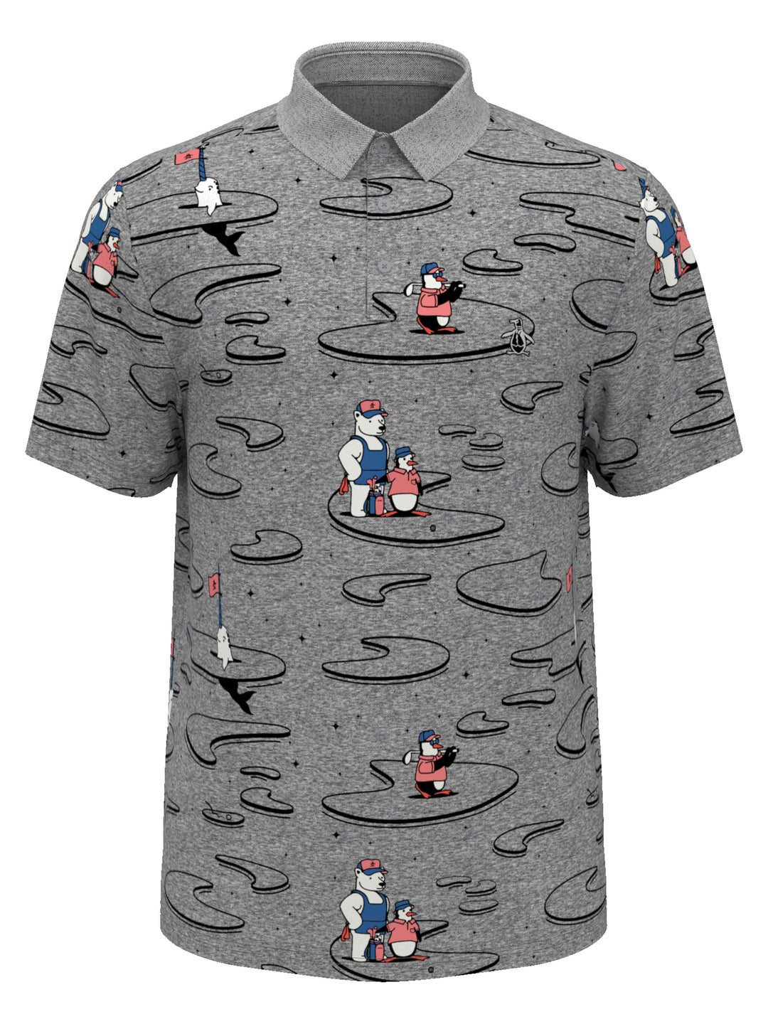 SHORT SLEEVE ALL OVER POLAR PETE PRINT OXFORD POLO (Quiet Shade) 