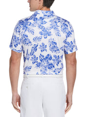 Short Sleeve Botanical Print Polo  (Bright White) 