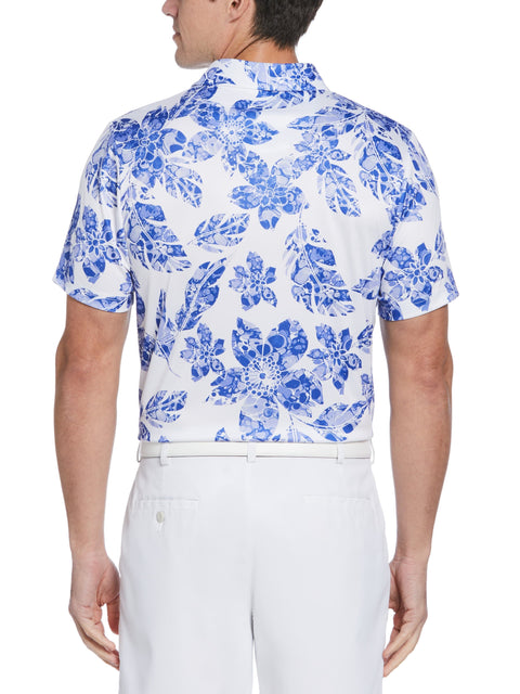 Short Sleeve Botanical Print Polo  (Bright White) 