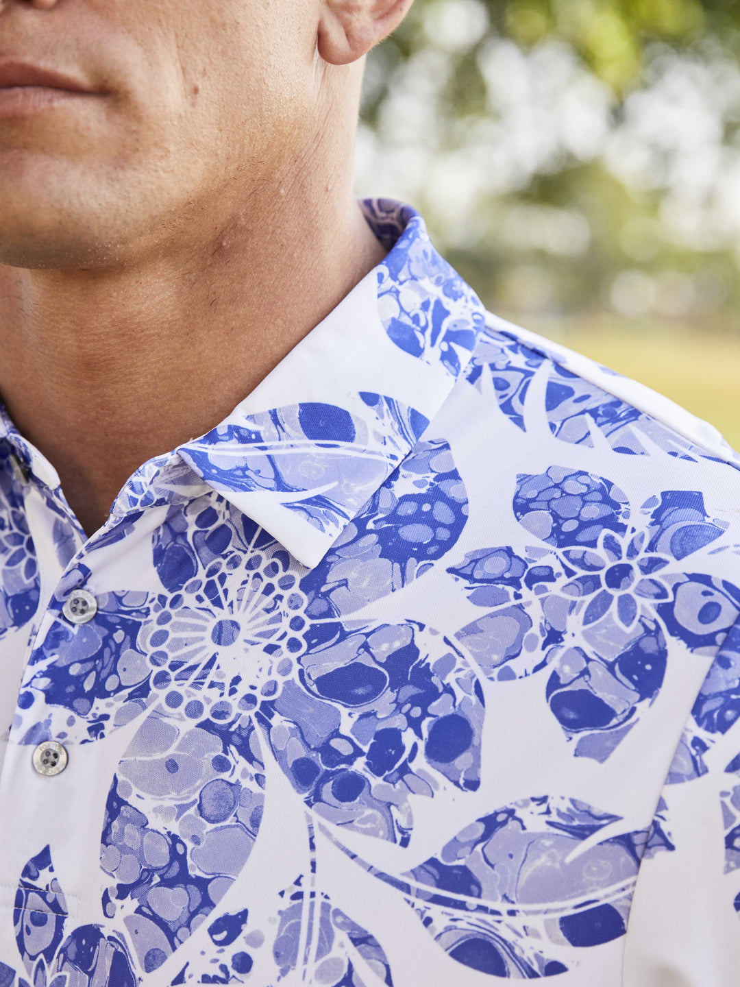 Men's Short Sleeve Botanical Print Polo