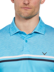 Short Sleeve Engineered Printed Block Polo Shirt (River Blue) 