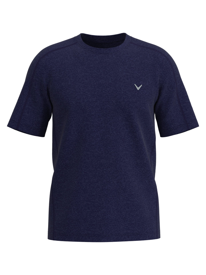 Mens Short Sleeve Heather Crew (Peacoat Heather) 