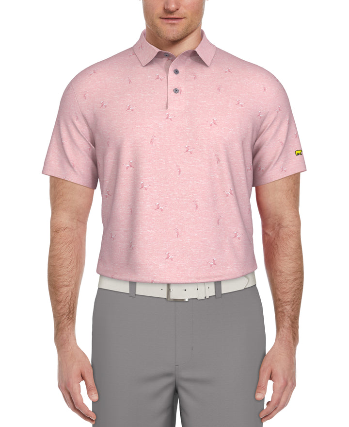 Short Sleeve Heron Print Polo  (Sea Pink) 