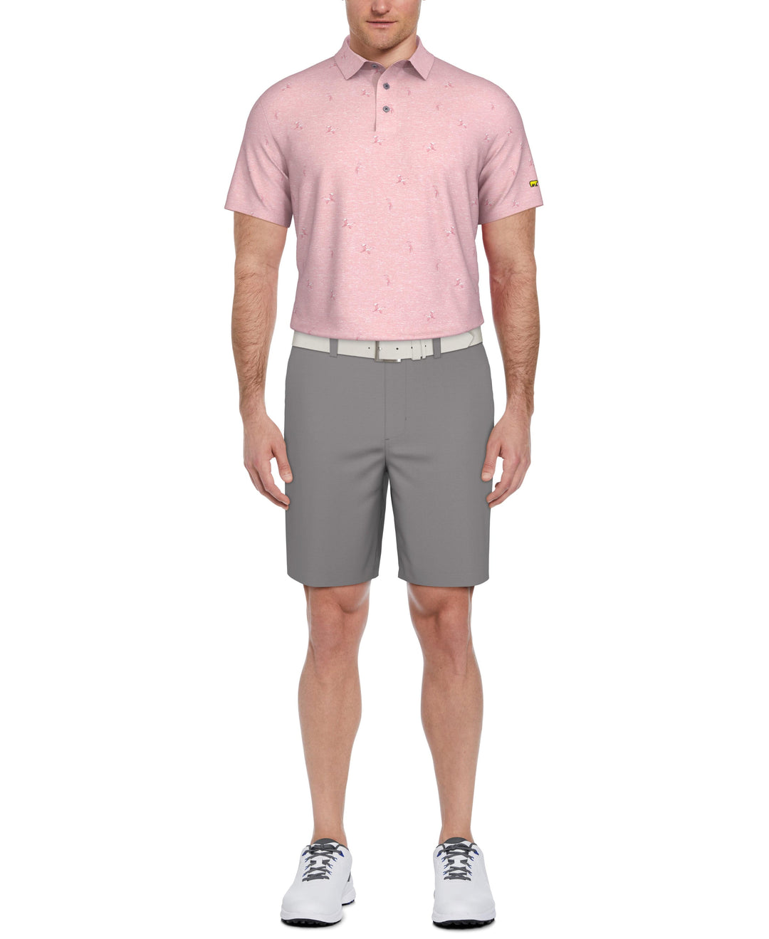 Short Sleeve Heron Print Polo  (Sea Pink) 