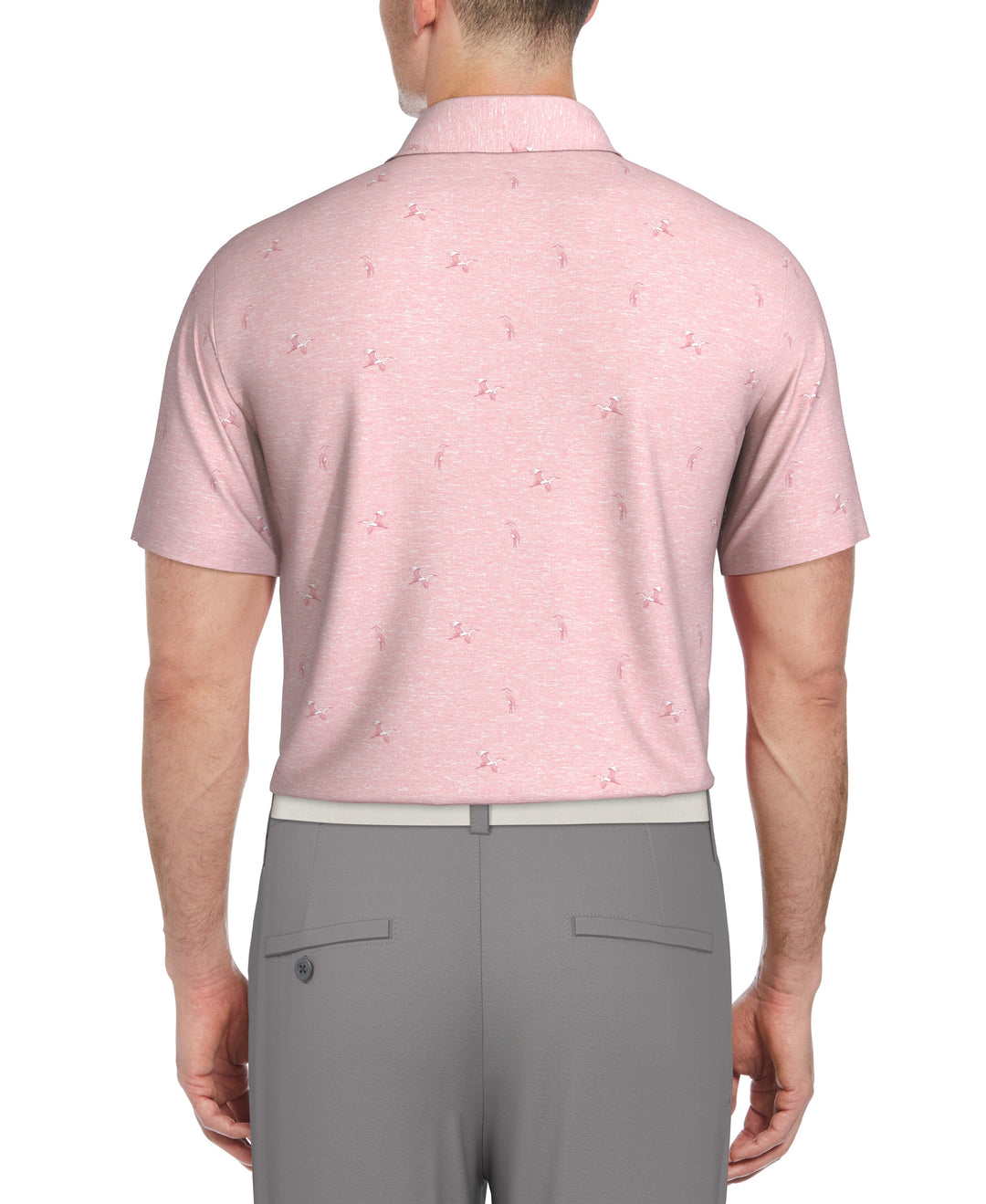 Short Sleeve Heron Print Polo  (Sea Pink) 
