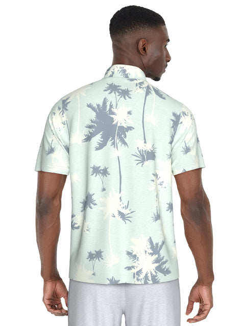 Men's Short Sleeve Oversized Palms Print Polo