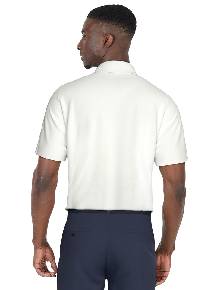 Short Sleeve Stretch Performance Ombre Chest Stripe Print Polo  (Bright White) 