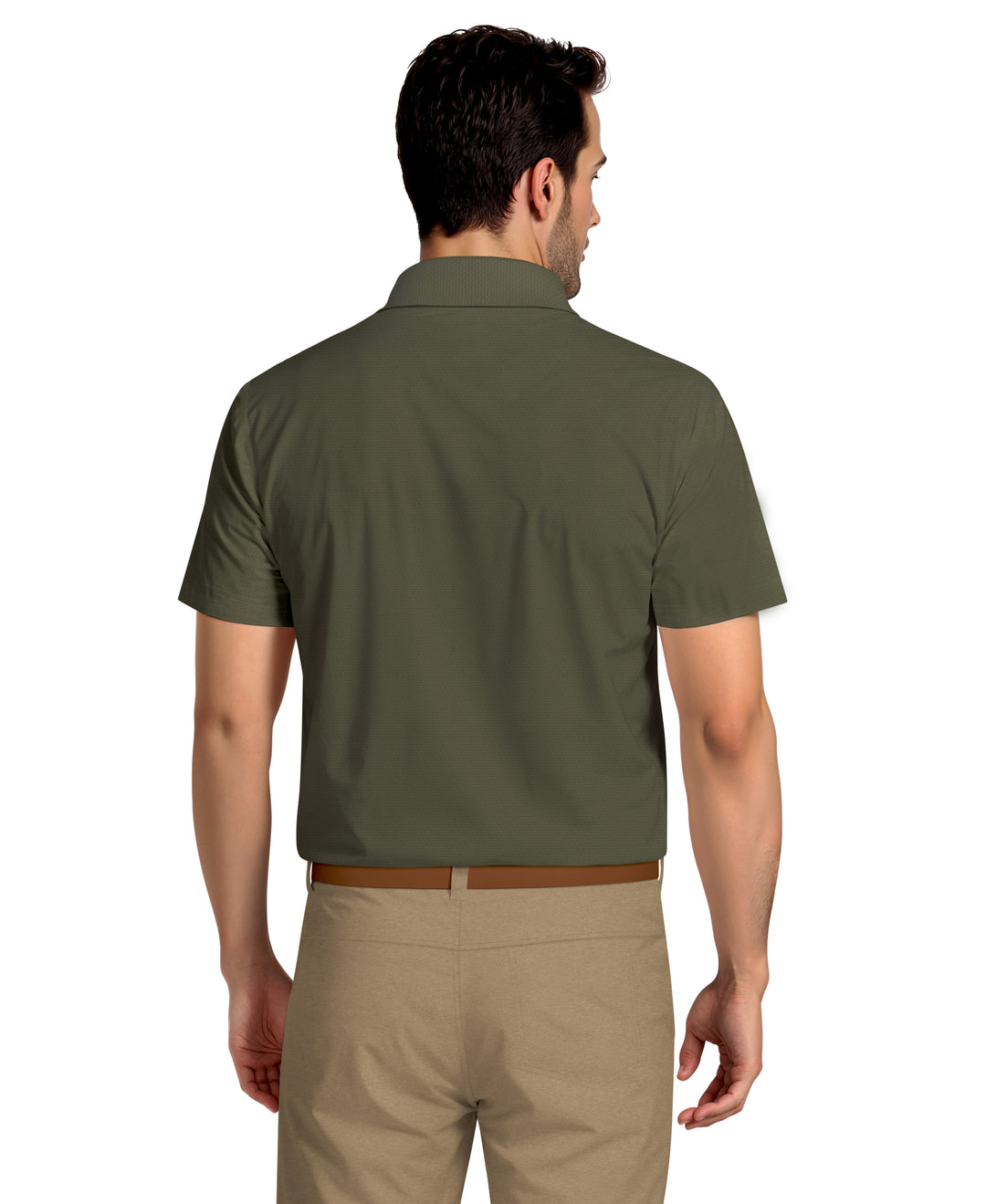 Short Sleeve Texture Solid Polo (Thyme) 