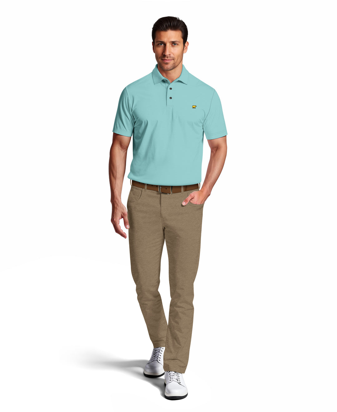 Short Sleeve Texture Solid Polo (Milky Blue) 