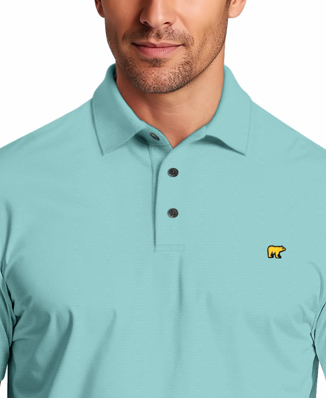 Short Sleeve Texture Solid Polo (Milky Blue) 