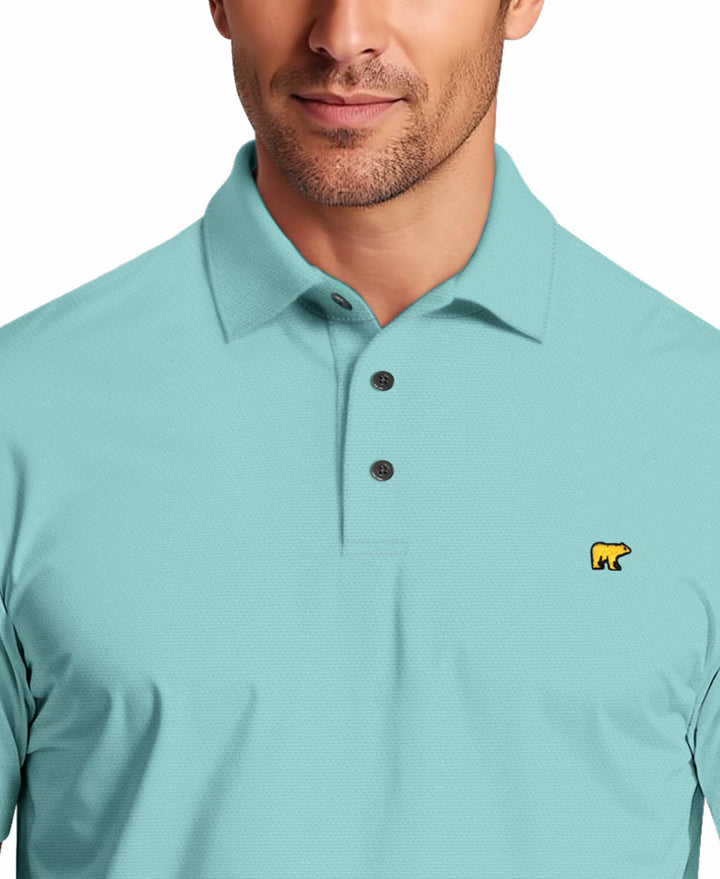 Short Sleeve Texture Solid Polo (Milky Blue) 