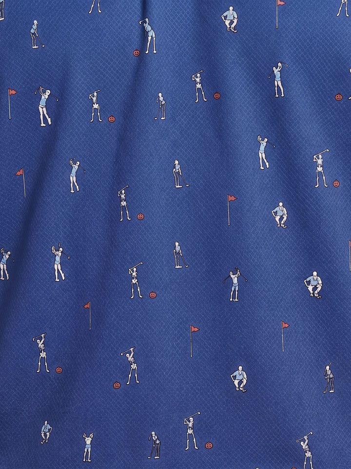Men's Skeleton Golfer Novelty Print Polo