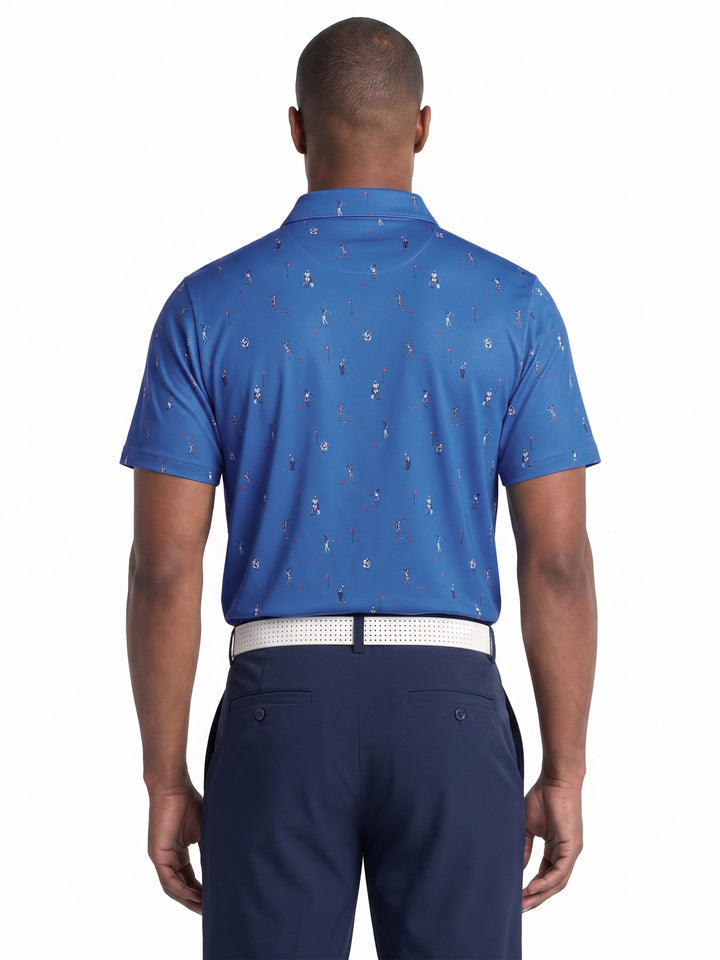 Men's Skeleton Golfer Novelty Print Polo