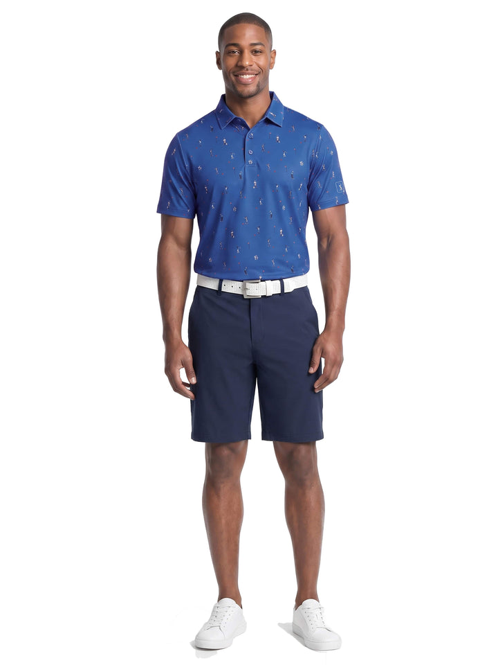 Men's Skeleton Golfer Novelty Print Polo