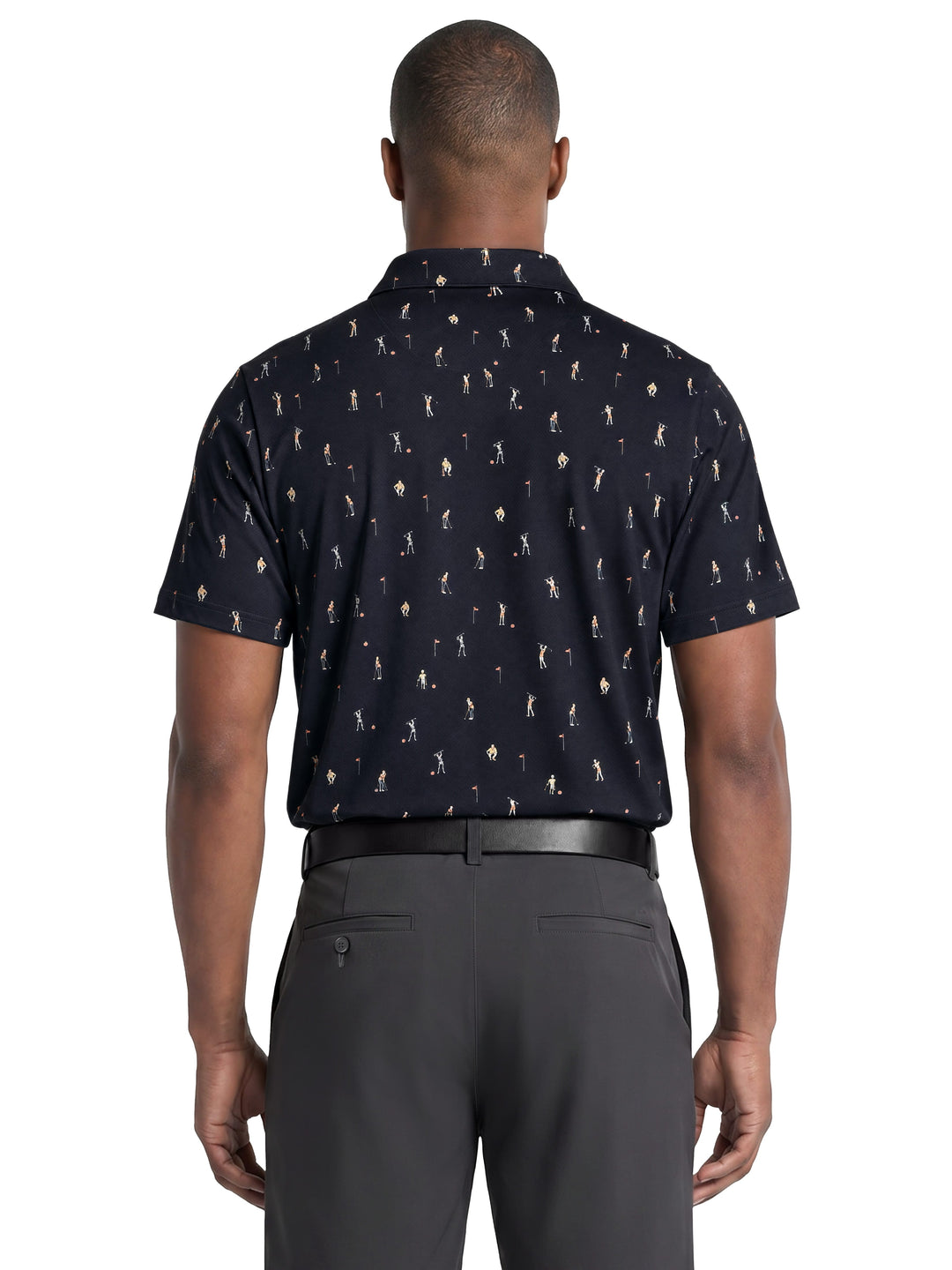Men's Skeleton Golfer Novelty Print Polo