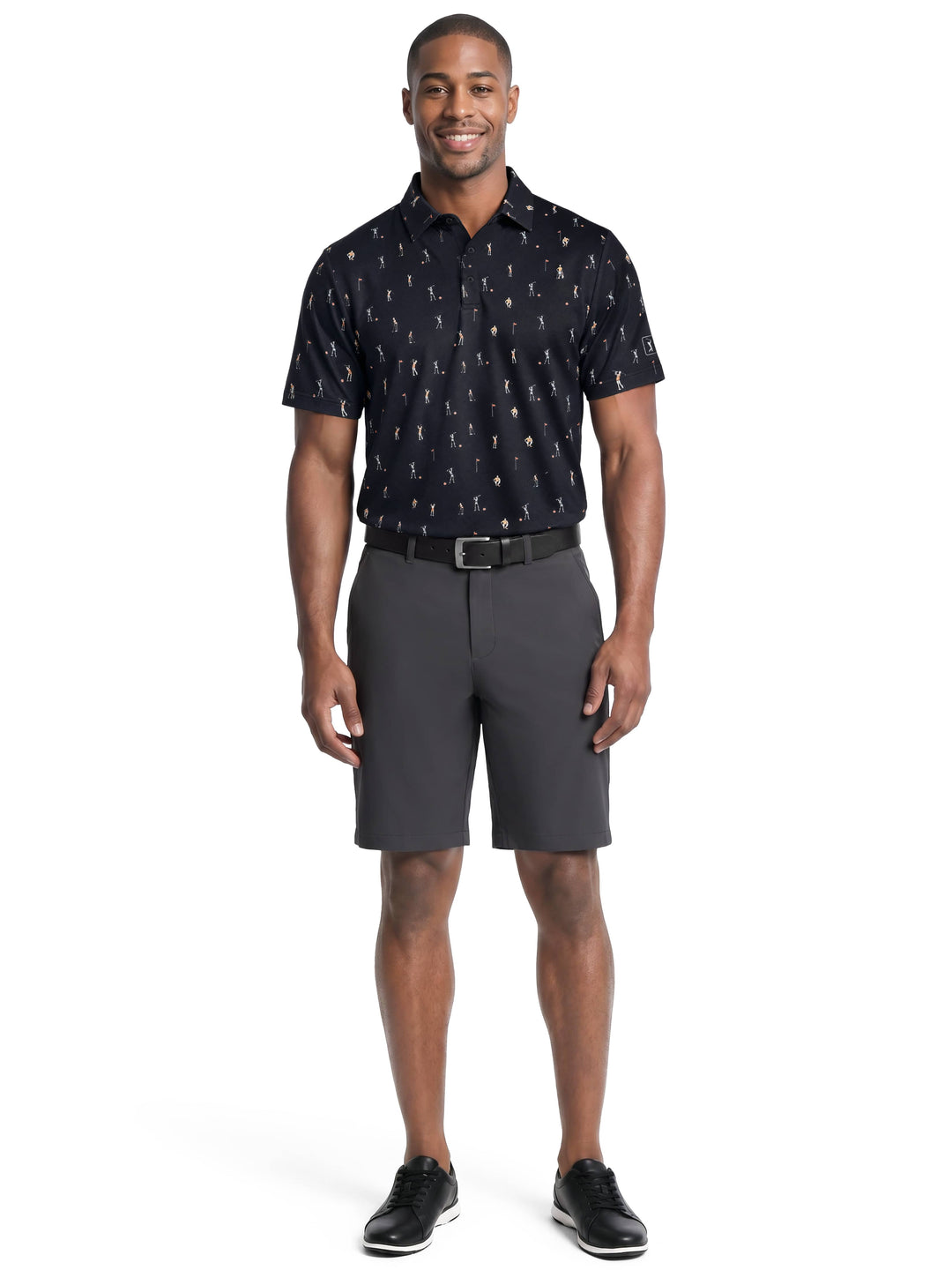 Men's Skeleton Golfer Novelty Print Polo