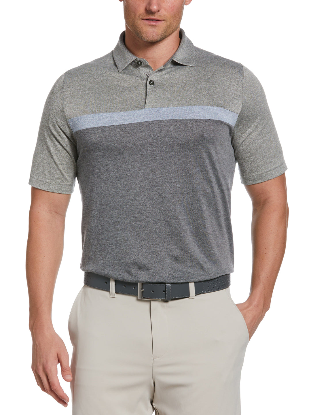 Soft Touch Color Block Golf Polo (Black Lichen Htr) 