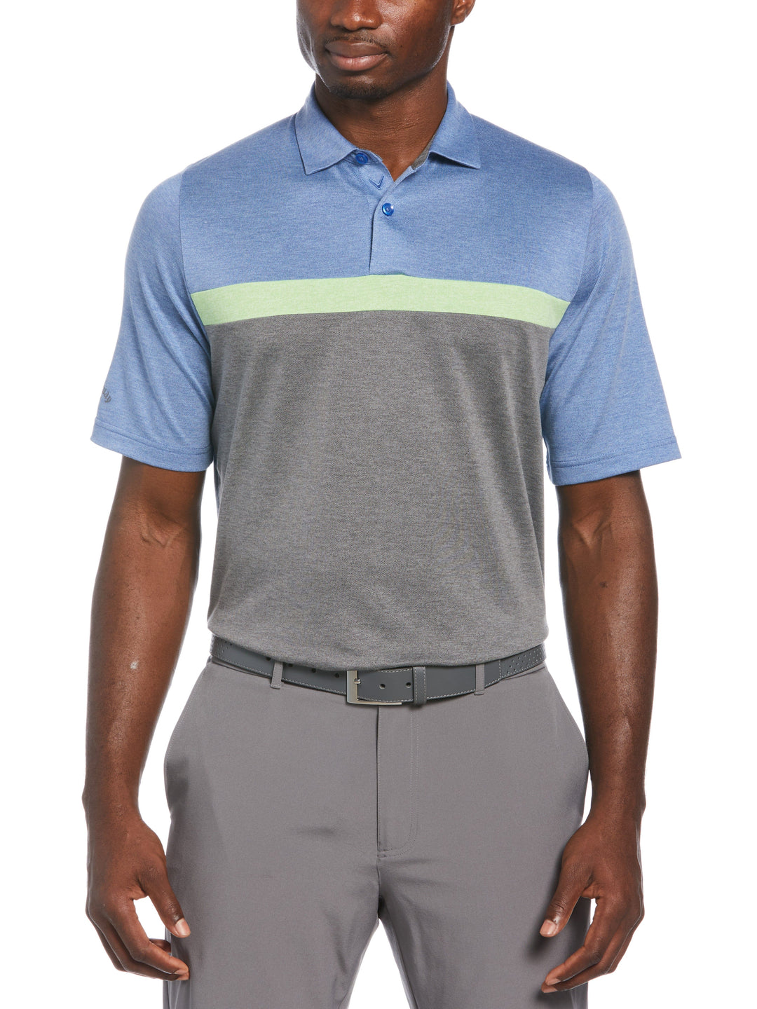 Soft Touch Color Block Golf Polo (Med Magnetic Bl Hthr) 