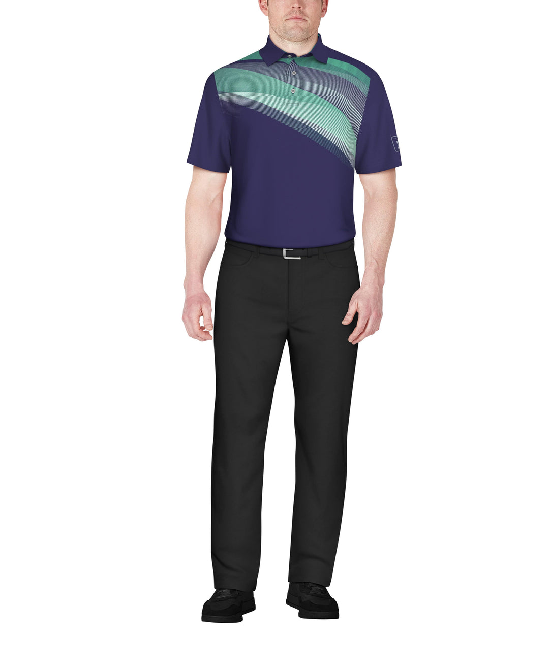 Solarized Asymmetric Print Golf Polo (Clematis Blue) 