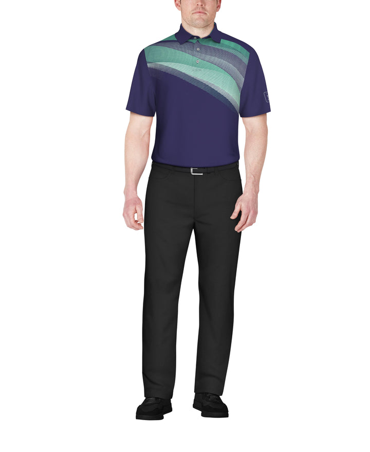 Solarized Asymmetric Print Golf Polo (Clematis Blue) 