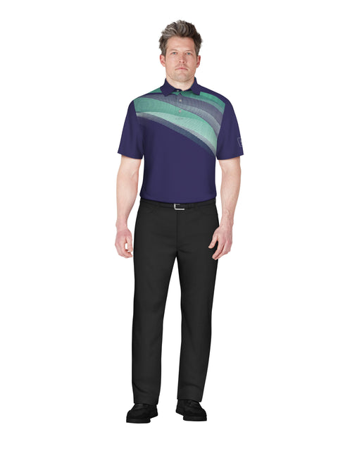 Solarized Asymmetric Print Golf Polo (Clematis Blue) 