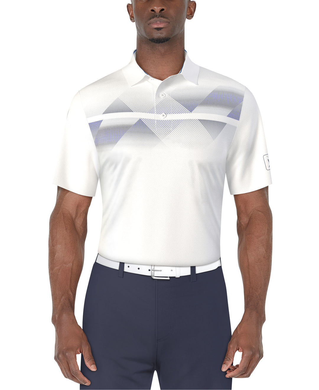 Solarized Chest Print Golf Polo (Bright White) 