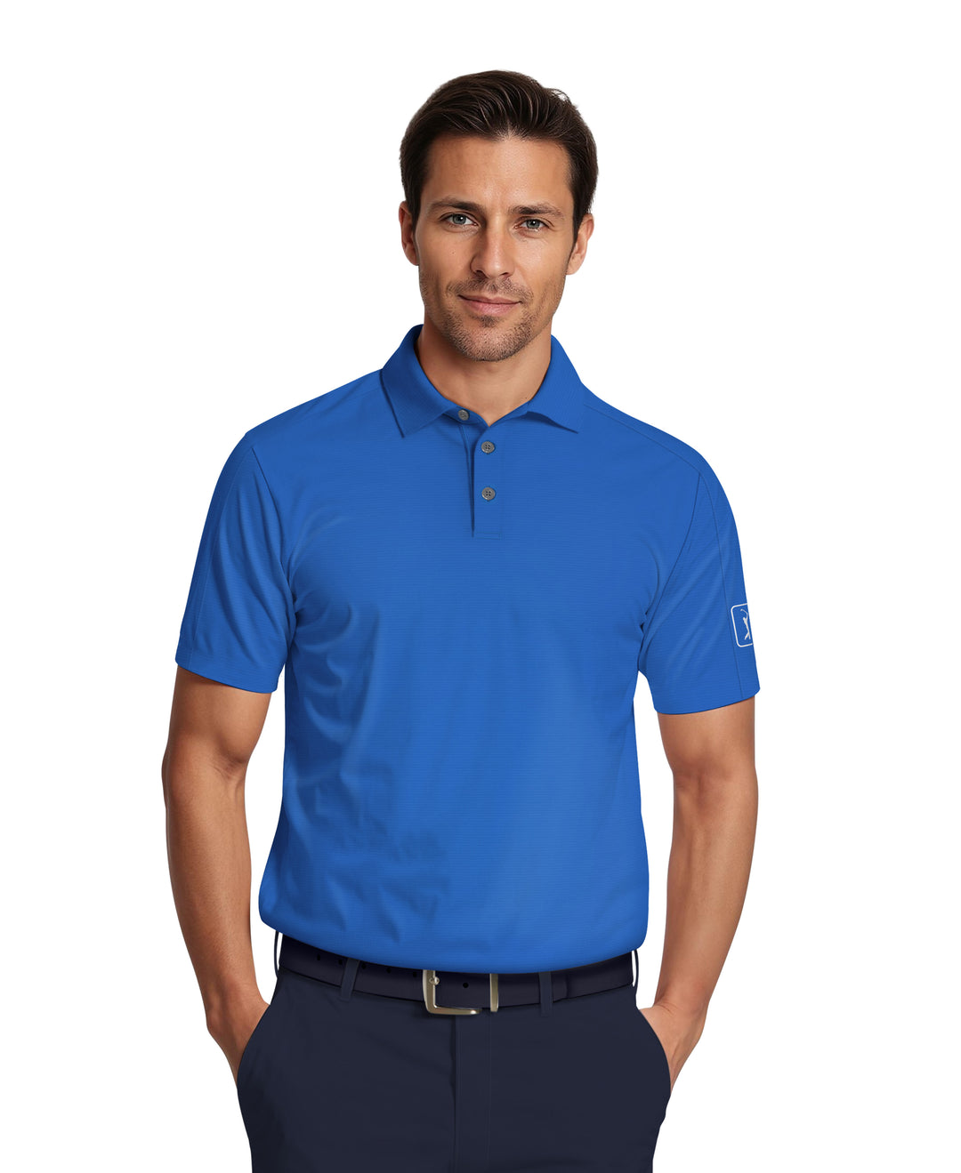 Solid Cooling Texture Golf Polo (Indigo Bunting) 