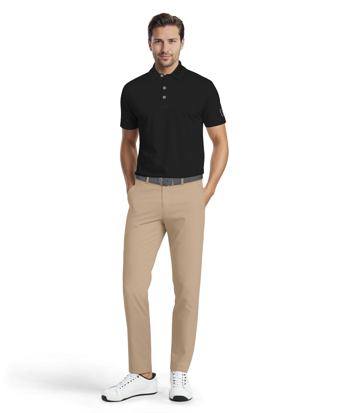 Solid Cooling Texture Polo (Caviar) 