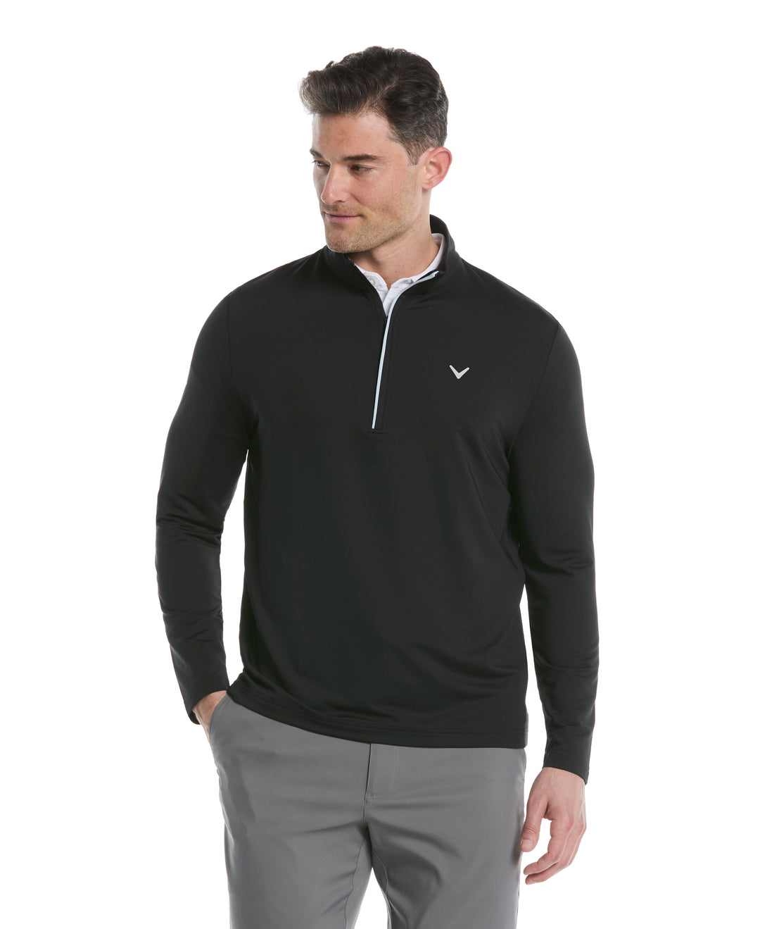 Solid Sun Protection 1/4 Zip Golf Pullover (Caviar) 