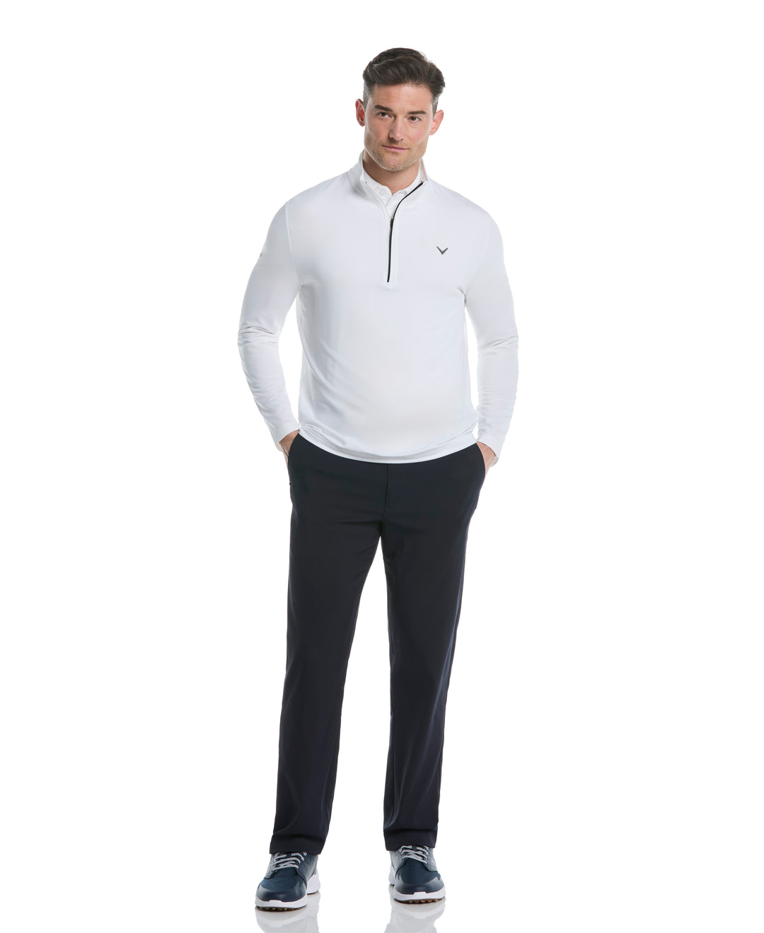 Solid Sun Protection 1/4 Zip Golf Pullover (Bright White) 