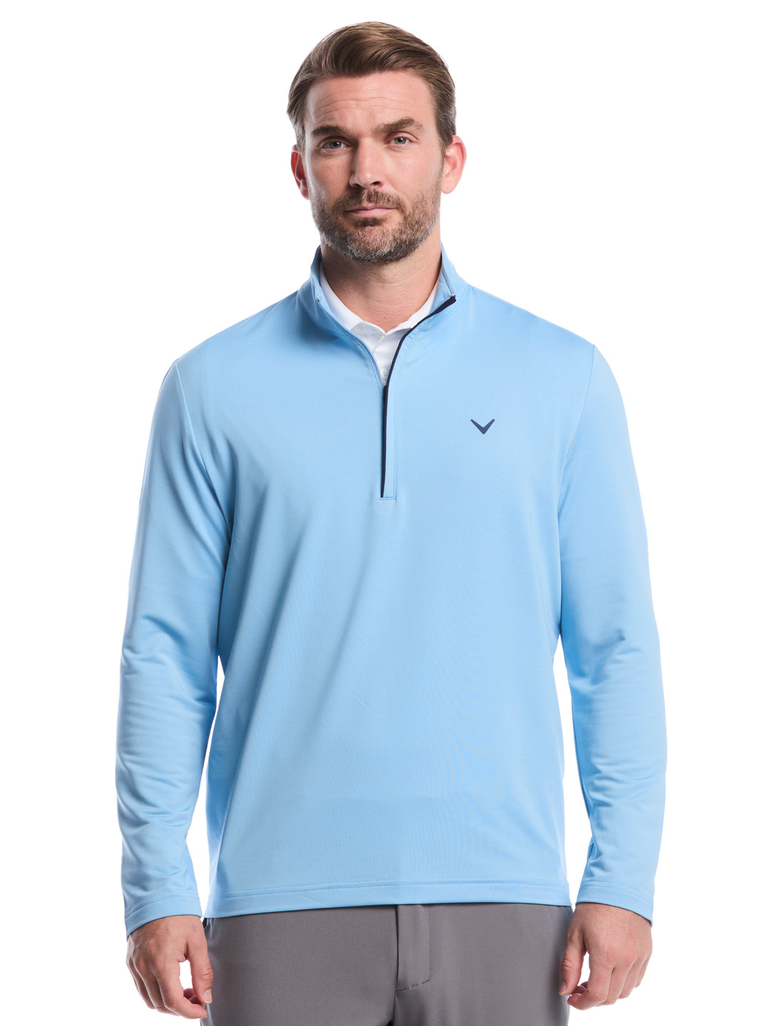 Men's Solid Sun Protection Quarter Zip Golf Pullover