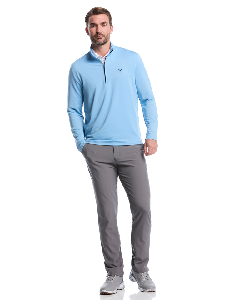 Men's Solid Sun Protection Quarter Zip Golf Pullover