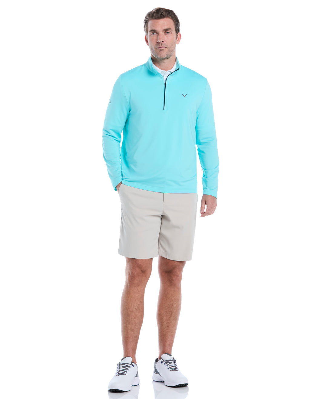 Mens Solid Sun 1/4 Zip Pullover (Blue Radiance) 