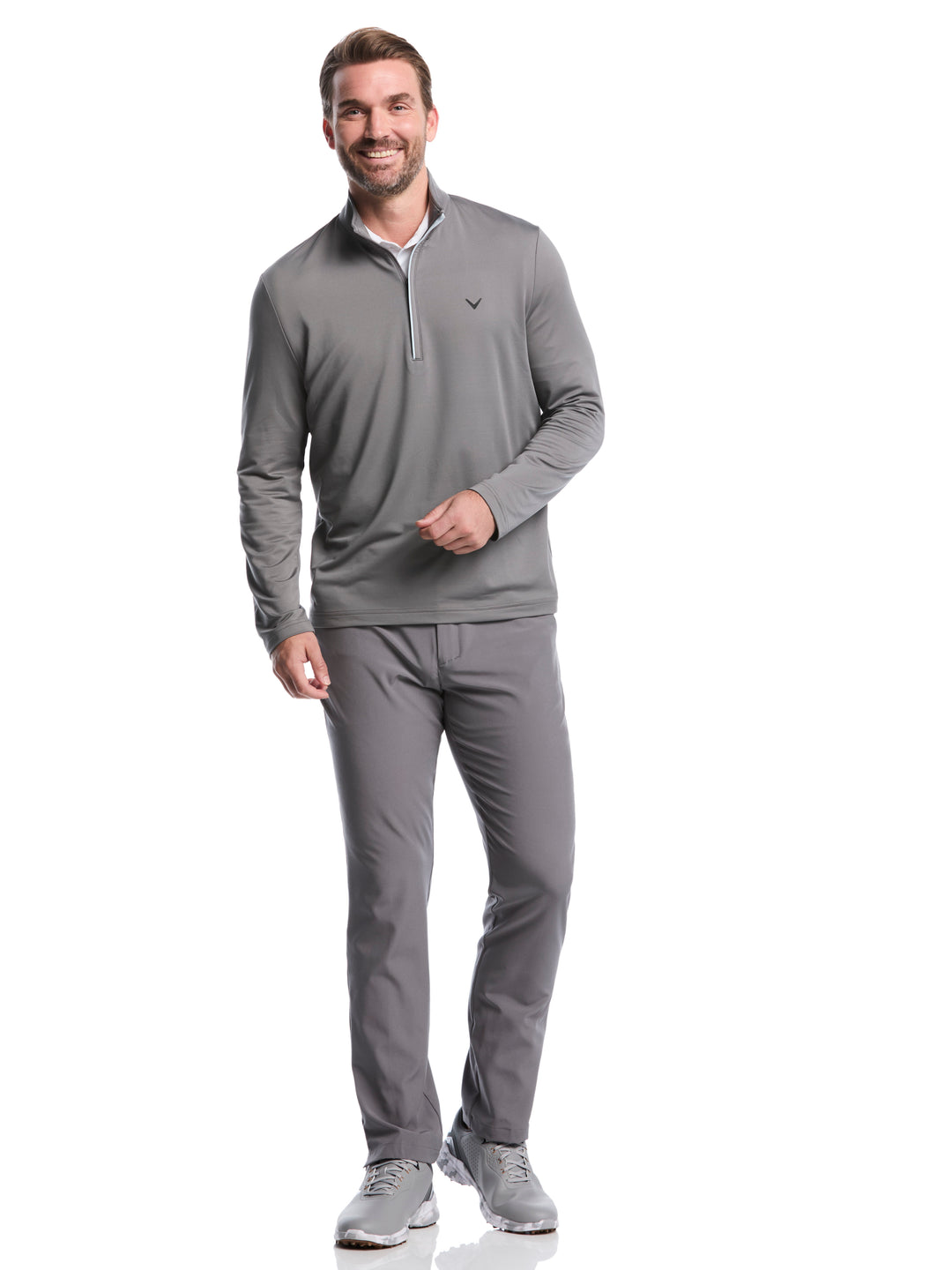 Men's Solid Sun Protection Quarter Zip Golf Pullover