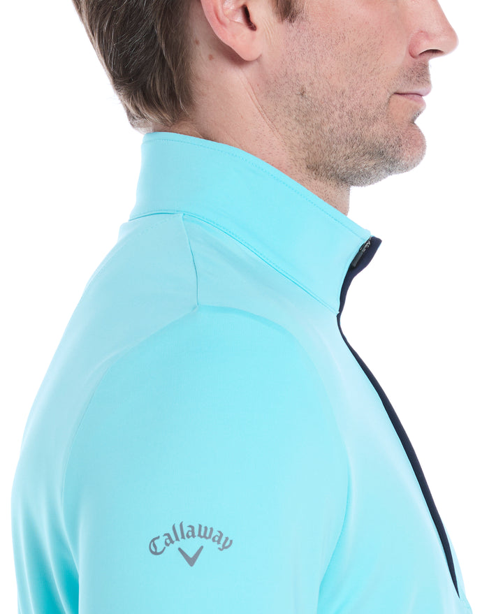 Mens Solid Sun 1/4 Zip Pullover (Blue Radiance) 