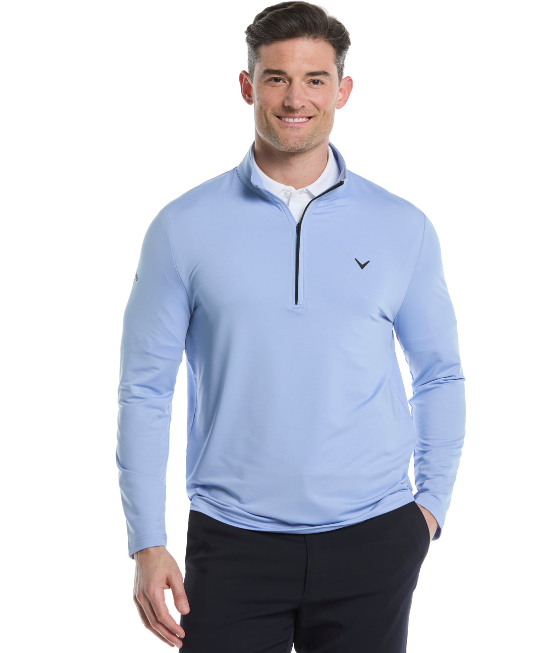 Mens Solid Sun 1/4 Zip Pullover (Chambray) 