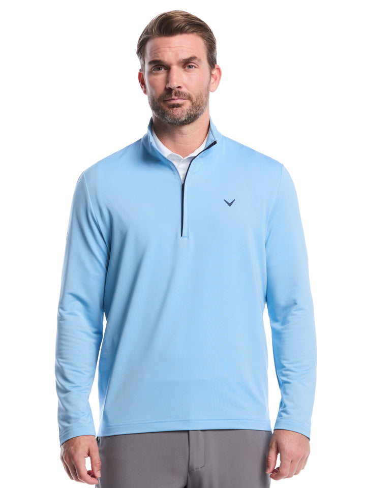 Men's Solid Sun Protection Quarter Zip Golf Pullover