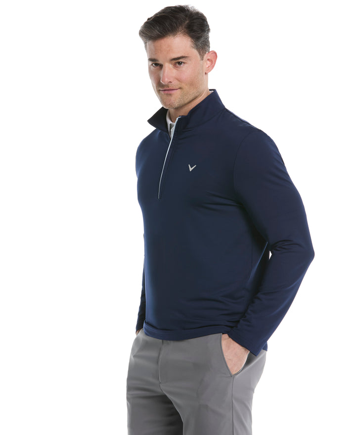 Mens Solid Sun 1/4 Zip Pullover (Peacoat) 