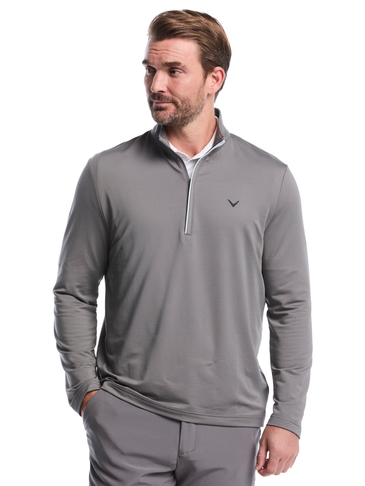 Men's Solid Sun Protection Quarter Zip Golf Pullover